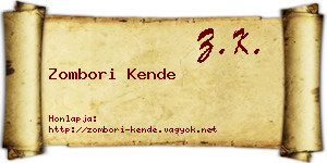 Zombori Kende névjegykártya